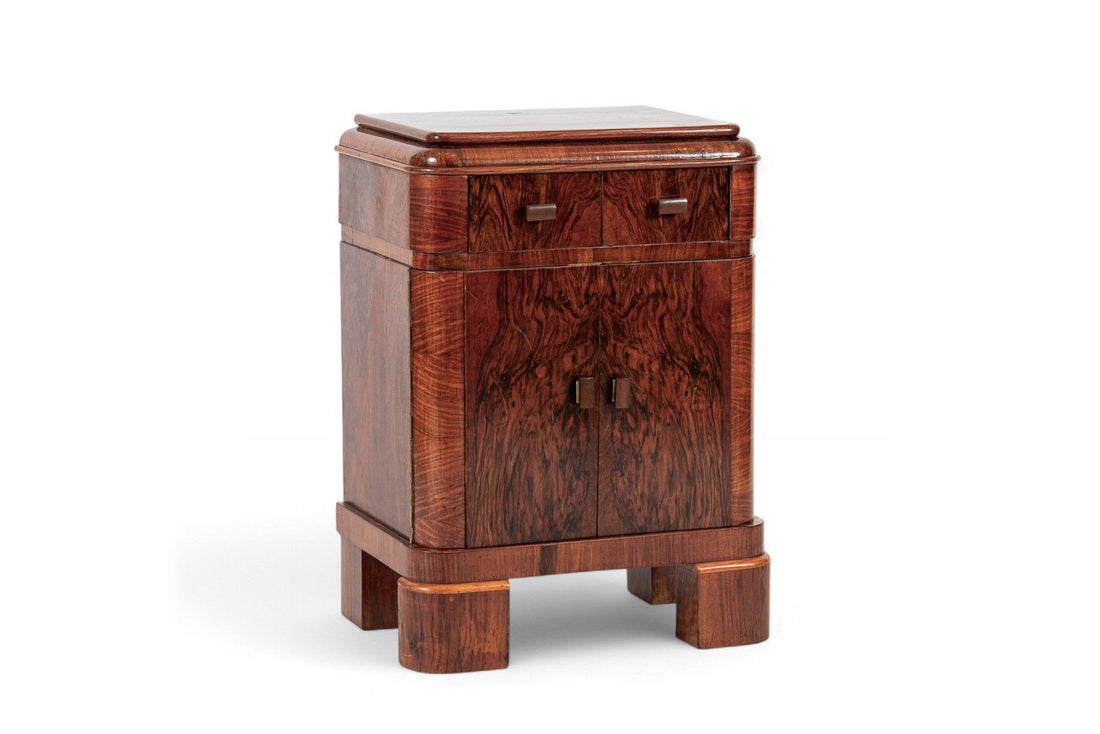 Antique Art Deco Small Wood Side Cabinet or Nightstand 1940s