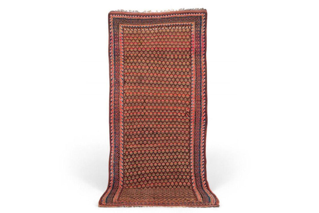 Antique Handmade Kurdish Red and Pink Floor Rug Runner 6x11