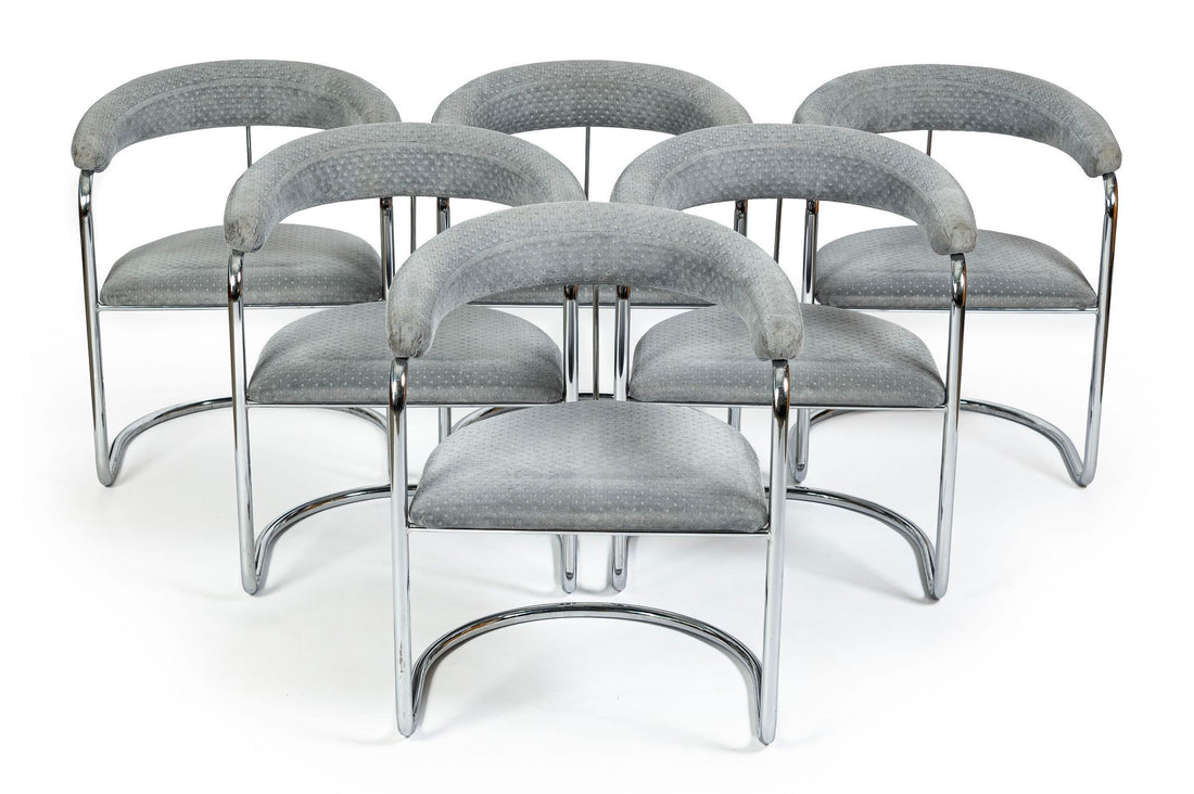Set of 6 Mid-Century Modern SS33 Chrome Dining Chairs by Anton Lorenz for Thonet, 1970s