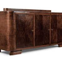 Antique French Art Deco Wood Parquetry Sideboard Cabinet by Adolphe Chanaux (attr)