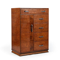 Art Deco Tiger Wood Dresser Cabinet, Vintage Streamline Modern 1940s