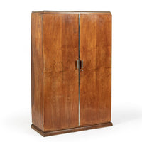 Antique French Art Deco Mahogany Wardrobe Armoire Cabinet, 1940s