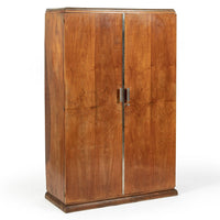 Antique French Art Deco Mahogany Wardrobe Armoire Cabinet, 1940s