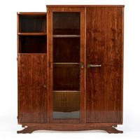Antique French Art Deco Rosewood Vitrine Display Cabinet or Bookcase, 1940s