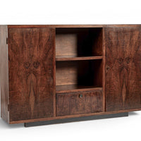 Antique Art Deco Italian Walnut Wood Credenza Cabinet