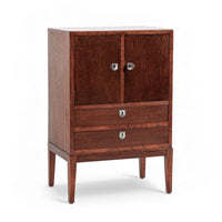 Antique Art Deco Scandinavian Small Oak Wood Side Cabinet or Nightstand 1950s