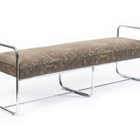 Antique Hoffmann Bauhaus Daybed Bench for Howell, Art Deco Chrome Tubular Steel Bench, 1940s