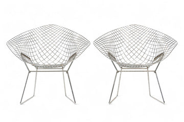 Mid Century Silver Diamond Wire Chairs by Bertoia for Knoll