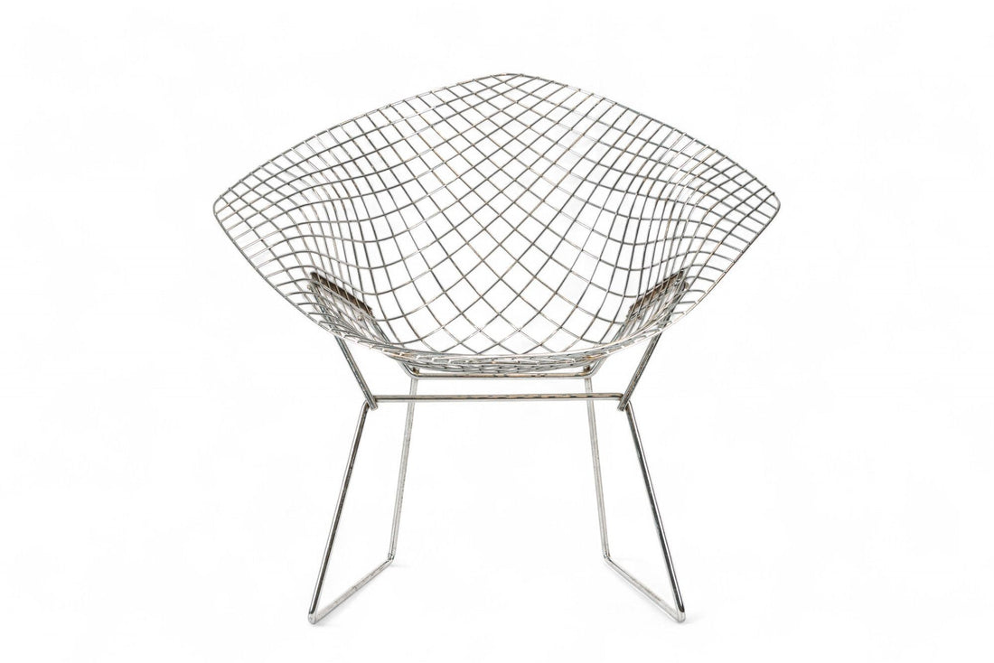 Mid Century Silver Diamond Wire Chair by Bertoia for Knoll