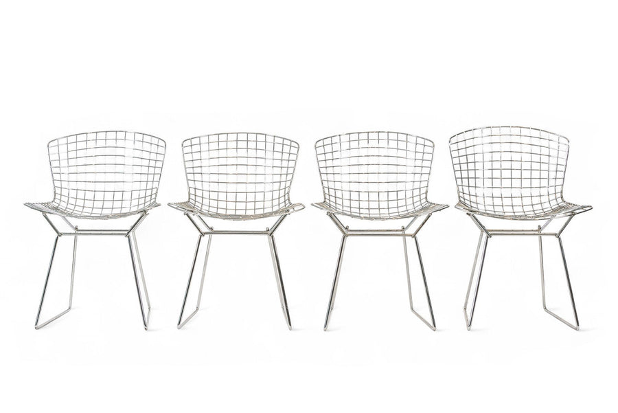 Mid Century Modern Silver Wire Dining Side Chairs by Harry Bertoia for Knoll