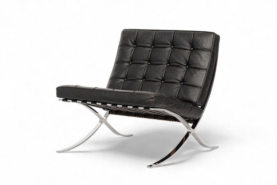 Mid Century Black Barcelona Chair by Mies van der Rohe for Knoll