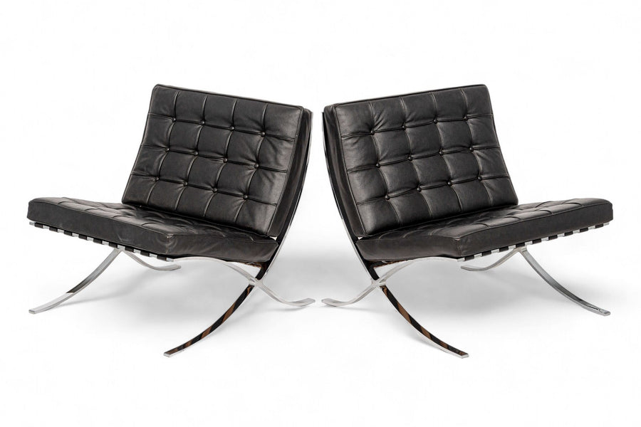 Mid Century Black Barcelona Chairs by Mies van der Rohe for Knoll