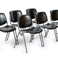 Six Mid Century Italian DSC 106 Leather Stacking Chairs by Giancarlo Piretti for Castelli, 1980s