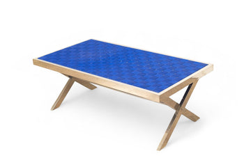Mid Century Modern Chrome and Blue Strap Bench Milo Baughman Style