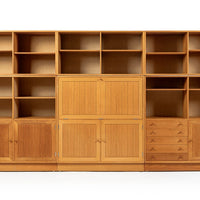 Danish Modern Oak Modular Wall Unit, Mid Century Bookcase Display Cabinet