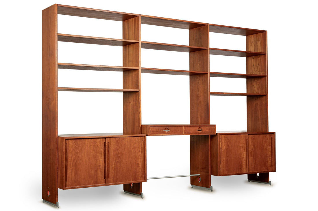 Mid-Century Modern Teak Wall Unit Bookcase RY100 by Hans Wegner for Ry Møbler, 1960s