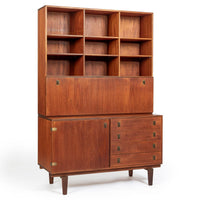 Mid-Century Danish Teak Secretary Desk Bookcase by Peter Løvig Nielsen, 1960s