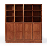 Danish Modern Modular Bookshelf Cabinet System in Teak Wood
