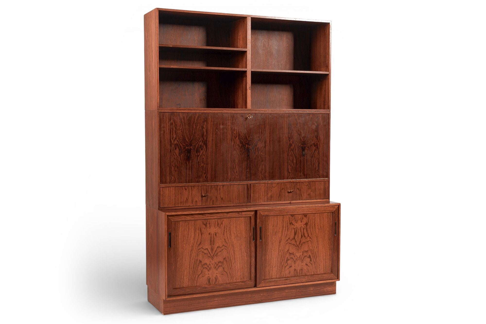 Mid Century Danish Rosewood Bookcase with Drop-Down Secretary Desk ...