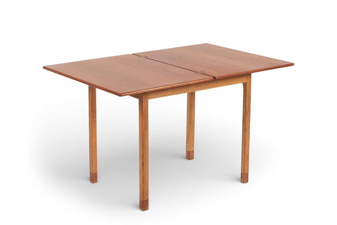 Mid-Century Danish Small Wood Extendable Dining or Game Table by SKM