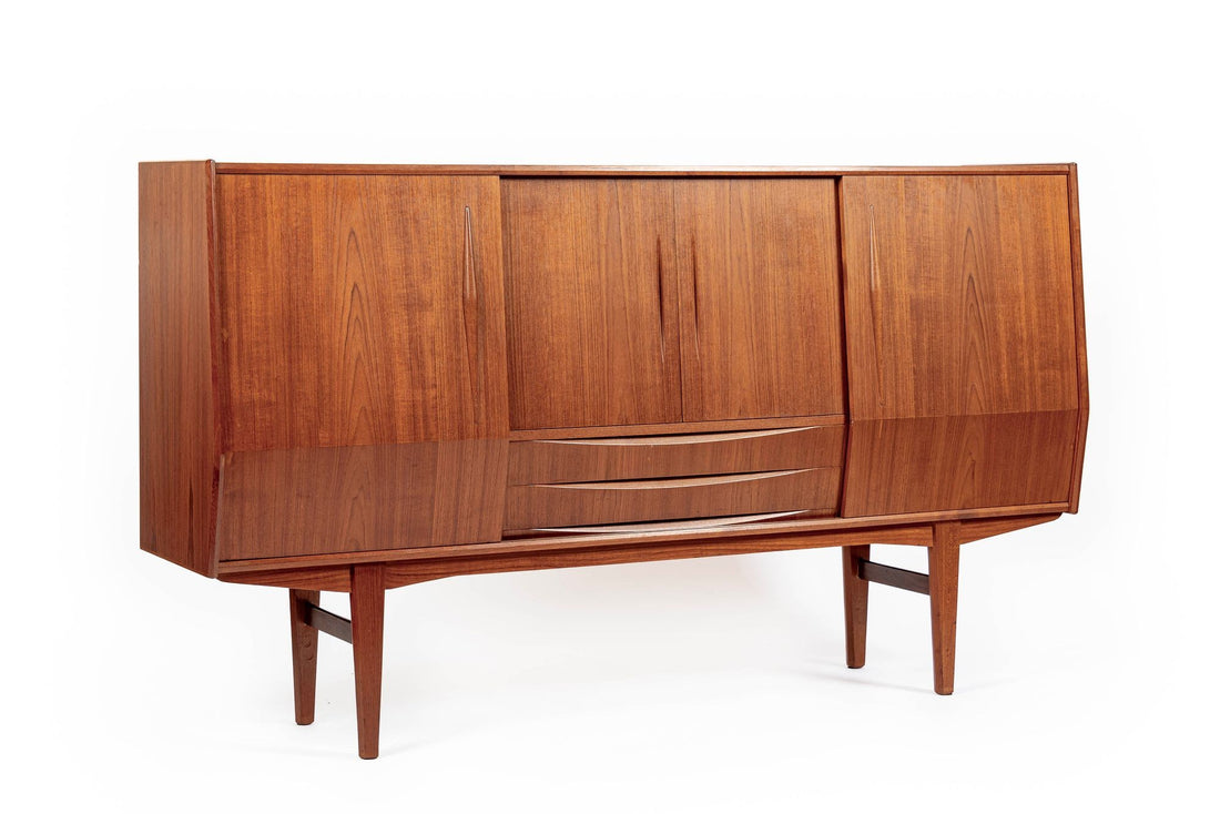 Mid-Century Danish Modern Teak High Sideboard or Bar Cabinet 1960s