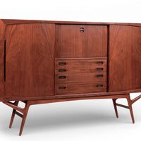 Mid Century Danish Teak Tall Sideboard or Bar Cabinet by Harry Ostergaard