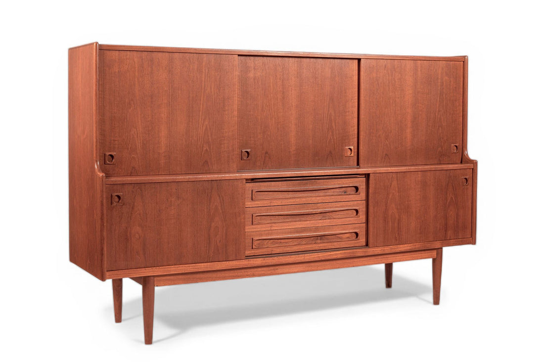 Mid-Century Danish Teak Tall Sideboard or Bar Cabinet by Johannes Andersen