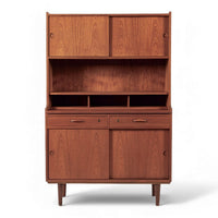 Mid Century Danish Teak Wood Bookcase Cabinet & Secretary Desk 1960s