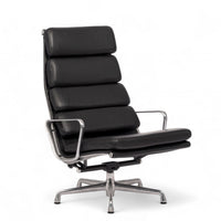 Eames Herman Miller Black Leather Soft Pad Office Lounge Chair