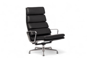 Eames Herman Miller Black Leather Soft Pad Office Lounge Chair