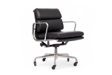 Mid Century Black Leather Aluminum Group Desk Chair by Eames for Herman Miller