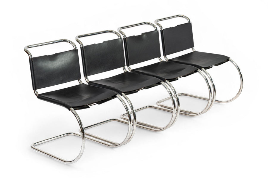 Mid Century Bauhaus MR 10 Black Side Chairs by Mies van der Rohe for Knoll