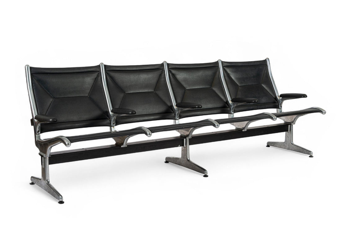 Mid Century Eames for Herman Miller Black Tandem Sling Seating 1990s