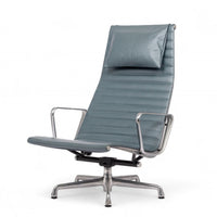 Eames Herman Miller Blue Gray Leather Office Lounge Chair - 2 Available