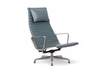 Eames Blue Gray Leather Office Lounge Chair for Herman Miller - 2 Available
