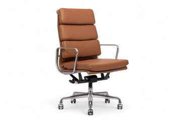 Herman Miller Eames Tall Brown Leather Desk Chair Soft Pad