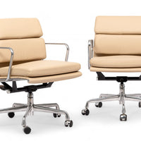 Eames for Herman Miller Cream Leather Office Chair Pair 2000s