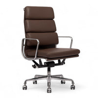 Herman Miller Eames Tall Dark Brown Leather Desk Chair Soft Pad