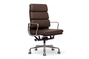 Herman Miller Eames Tall Dark Brown Leather Desk Chair Soft Pad