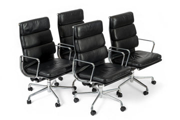 Authentic Eames Herman Miller Tall Black Leather Office Chairs 2001