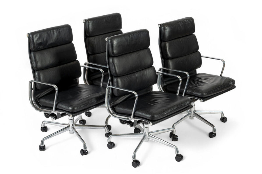 Authentic Eames Herman Miller Tall Black Leather Office Chairs 2001