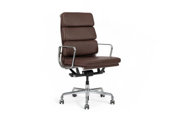 Herman Miller Eames Tall Brown Leather Desk Chair Soft Pad