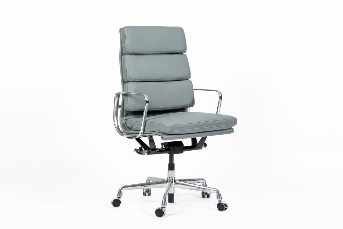 Herman Miller Eames Tall Gray Leather Office Chair Soft Pad