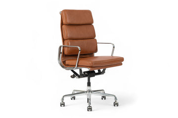 Herman Miller Eames Tall Brown Leather Desk Chair Soft Pad