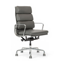 Herman Miller Eames Aluminum Group Tall Gray Leather Office Chair Soft Pad