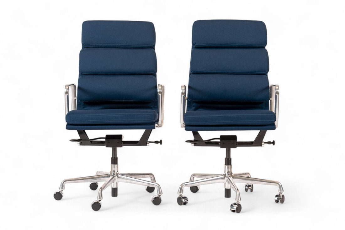 Herman Miller Eames Tall Navy Blue Fabric Office Chairs Set of 2