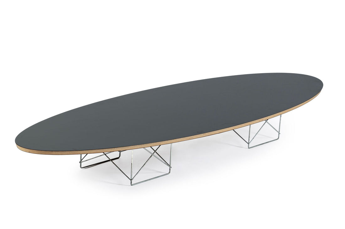 Eames Surfboard ETR Coffee Table for Herman Miller, Black Mid Century Modern Table