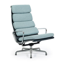 Eames Soft Pad Recliner for Herman Miller, Blue Gray Aluminum Group Lounge Chair
