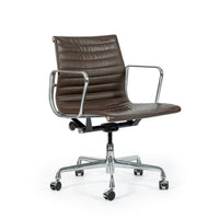 Eames Herman Miller Aluminum Group Thin Pad Brown Leather Office Chair, 2008