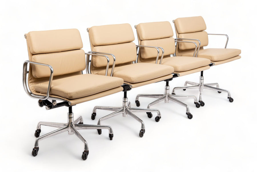 Eames Herman Miller Tan Leather Desk Chairs 2000s Set of 4